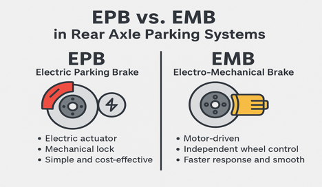 Electric Powertrain Spotlight: EPB vs. EMB in Rear Axle Parking Systems
