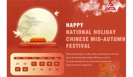 National Day & Mid-Autumn Festival Holiday Notice